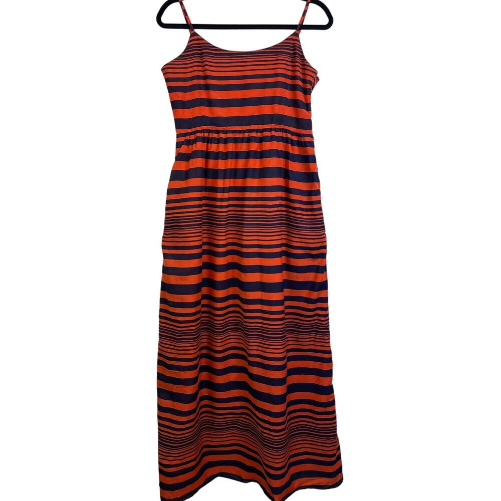 Gap Orange and Navy Blue Striped Maxi Dress with Pockets Size 8